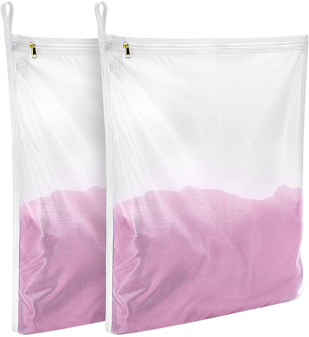 2 Pack Delicates Laundry Bags, Fine Mesh Wash Bag with Hanging Loop