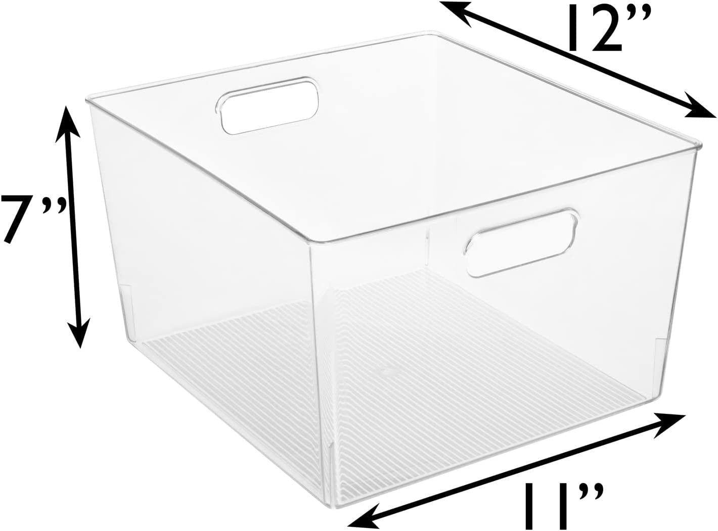 Clear Plastic Storage Bins for Kitchen, Fridge, Pantry, 2 Pack