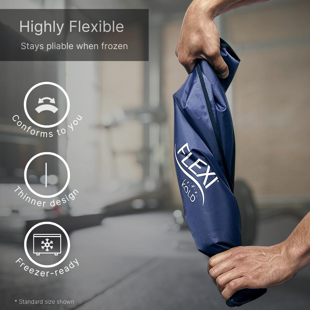 2 Flexikold Gel Ice Packs (Standard Large: 10.5" X 14.5") - Reusable Cold Pack for Injuries, for Back Pain Relief, Migraine Relief Pad, after Surgery, Postpartum, Headache, Shoulder - 6300-COLD 2PK