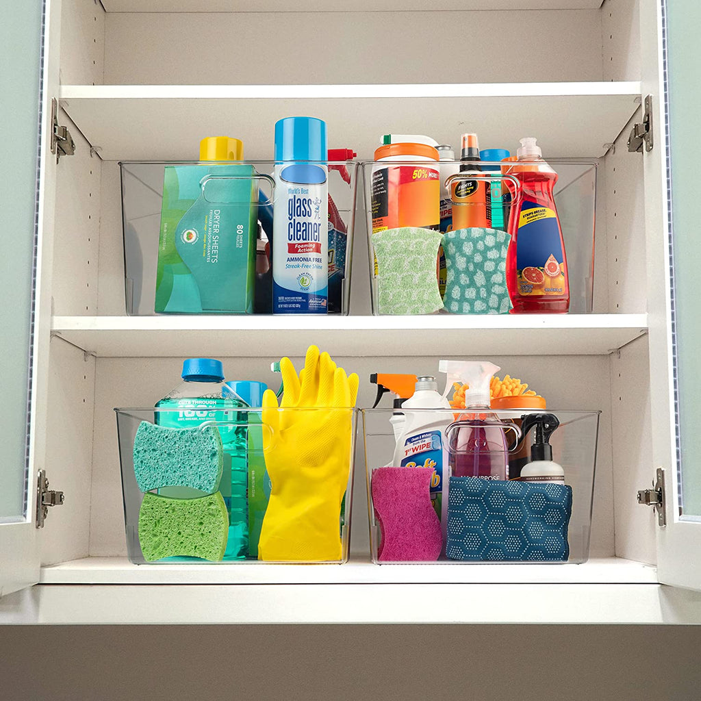 Clear Plastic Storage Bins for Kitchen, Fridge, Pantry, 2 Pack